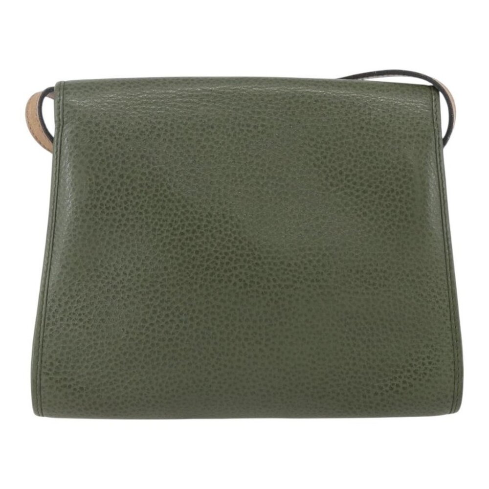 Authentic Christian Dior Shoulder Bag Leather Khaki Gold - Picture 9 of 16